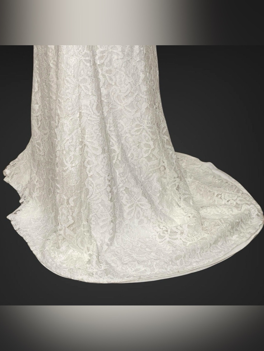 Galina Womens Dress 6 Ivory Lace Illusion Deep V Neck Cap Sleeve Slit Wedding - Picture 7 of 15